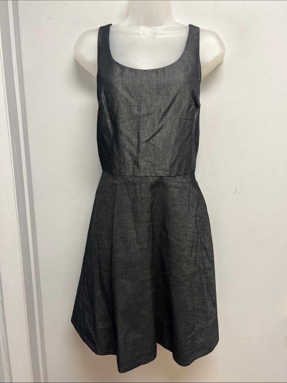GAP Linen Blend Fit & Flare Dress Size 10 NWT Gray Sleeveless Mini Dress